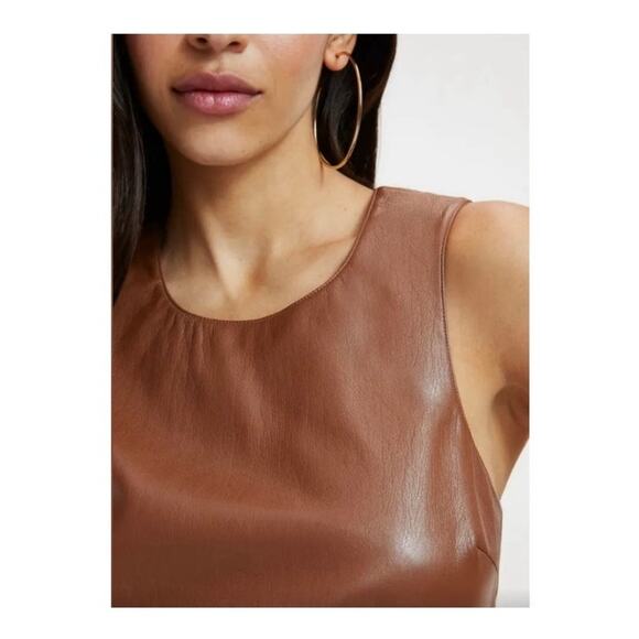 Good American | Better Than Leather Shell Crop Tank Burnt Caramel Size 5 2XL - Picture 3 of 9